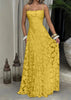 Women's yellow spaghetti strap maxi dress - elegant flowing silhouette