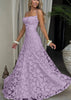 Purple spaghetti strap evening dress - full length front view