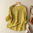 Women's Embroidered Relaxed Blouse in Yellow/Lime