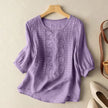 Women's Embroidered Relaxed Blouse in Purple