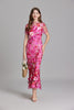 Dark pink 3D floral appliqué mermaid evening gown - second front view