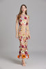 Beige mesh colorful floral appliqué mermaid gown - second front view