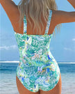Women's Floral One Piece Swimsuit Tummy Control - back