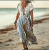 Woman wearing a heart print dress