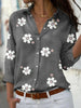 Women's Floral Summer Blouse Long Sleeve in Gray Floral