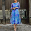 Women's Floral Wedding Guest Dress Midi - Blue