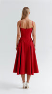 Women's Formal Evening Dress Midi in Red – back view