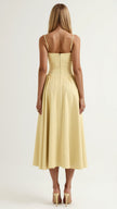 Women's Formal Evening Dress Midi in Yellow – back view