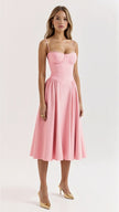 Women's Formal Evening Dress Midi in Pink – front view