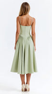 Women's Formal Evening Dress Midi in Mint Green – back view