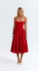 Women's Formal Evening Dress Midi in Red – front view