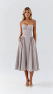 Women's Formal Evening Dress Midi in Gray – front view