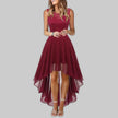 Women's High Low Wedding Guest Dress Midi - Deep Red