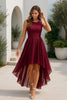 Women's High Low Wedding Guest Dress Midi - Wine Red