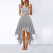 Women's High Low Wedding Guest Dress Midi - Grey