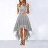 Women's High Low Wedding Guest Dress Midi - Grey