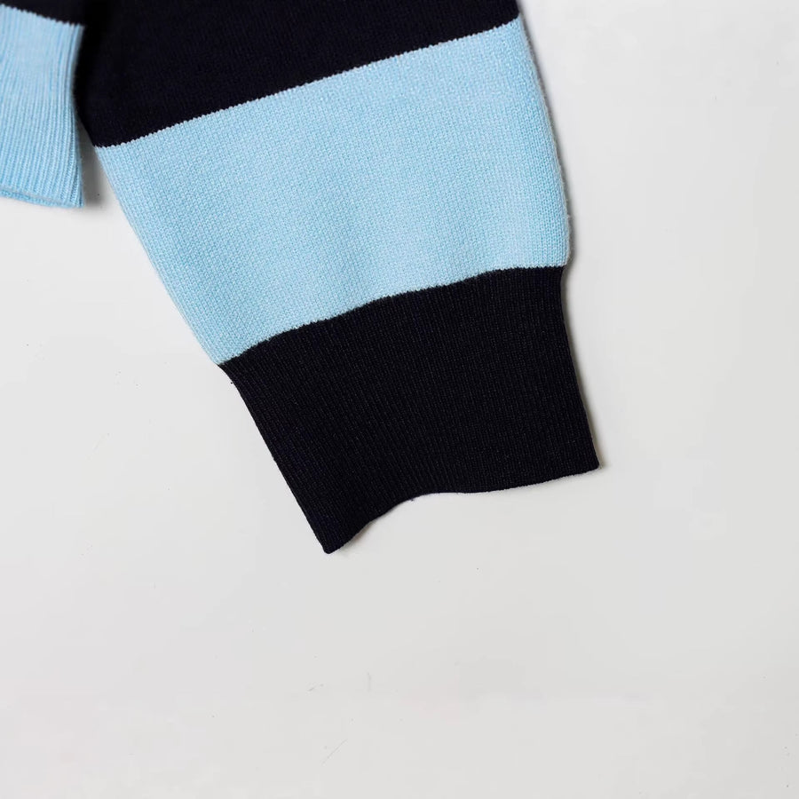 Women's Knit Sweater Striped Collared