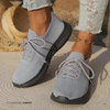 Gray lace-up sneaker with chunky cushioned sole