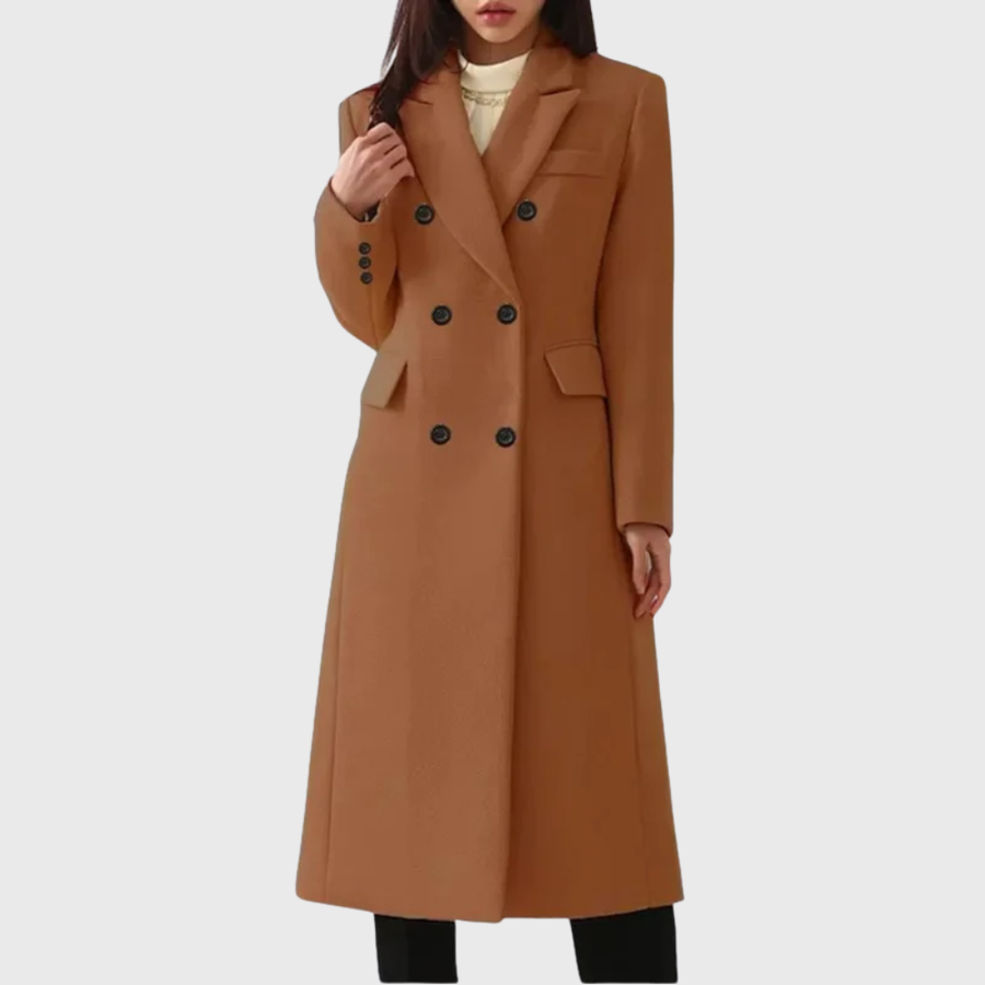 Women's Long Coat Wool Double Breasted Maxi