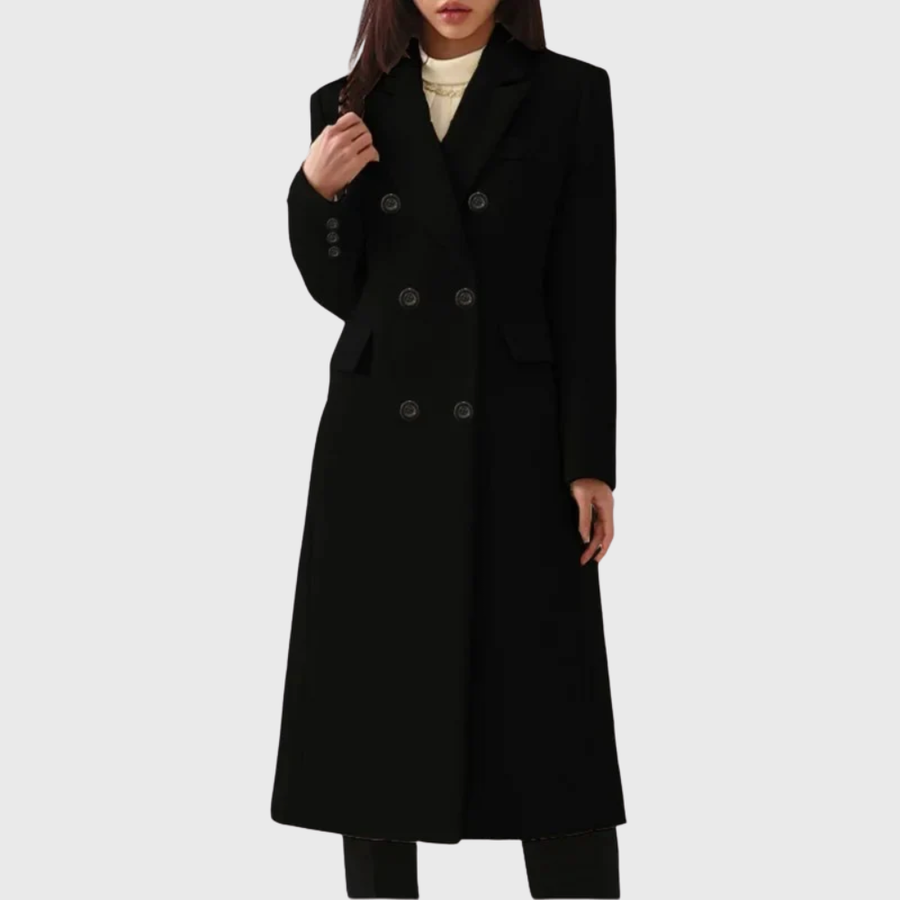 Women's Long Coat Wool Double Breasted Maxi