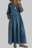 Women's Long Sleeve Smock Dress Maxi - Blue
