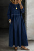 Women's Long Sleeve Smock Dress Maxi - Navy