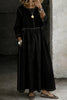 Women's Long Sleeve Smock Dress Maxi - Black