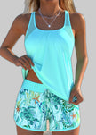 Women's Mesh Tankini Set Tummy Control - Sky Blue