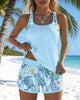 Women's Mesh Tankini Set Tummy Control - Blue back