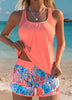 Women's Mesh Tankini Set Tummy Control - Orange