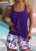 Women's Mesh Tankini Set Tummy Control - Purple