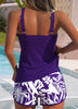 Women's Mesh Tankini Set Tummy Control - Purple back