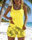 Women's Mesh Tankini Set Tummy Control - Yellow