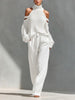 Women's Off Shoulder Casual Set 2 Piece - White