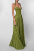 Women's Pleated Evening Dress Maxi in Green - Detail shot of flowing pleats