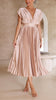 Women's Pleated Wedding Guest Dress Midi - Champagne
