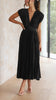 Women's Pleated Wedding Guest Dress Midi - Black