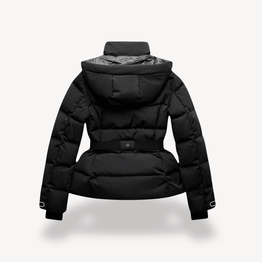 Women's Puffer Jacket Hooded Cropped Belted