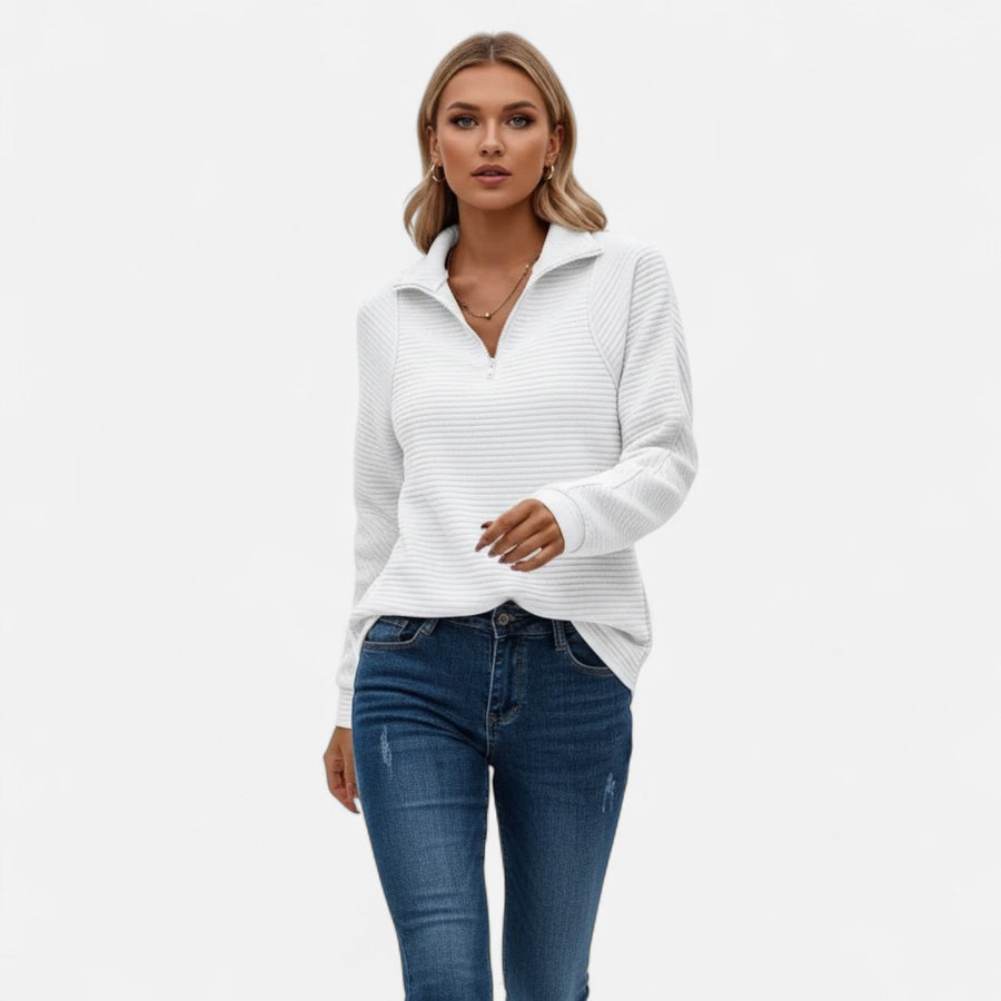 Women's Quarter Zip Sweater Collared Fitted
