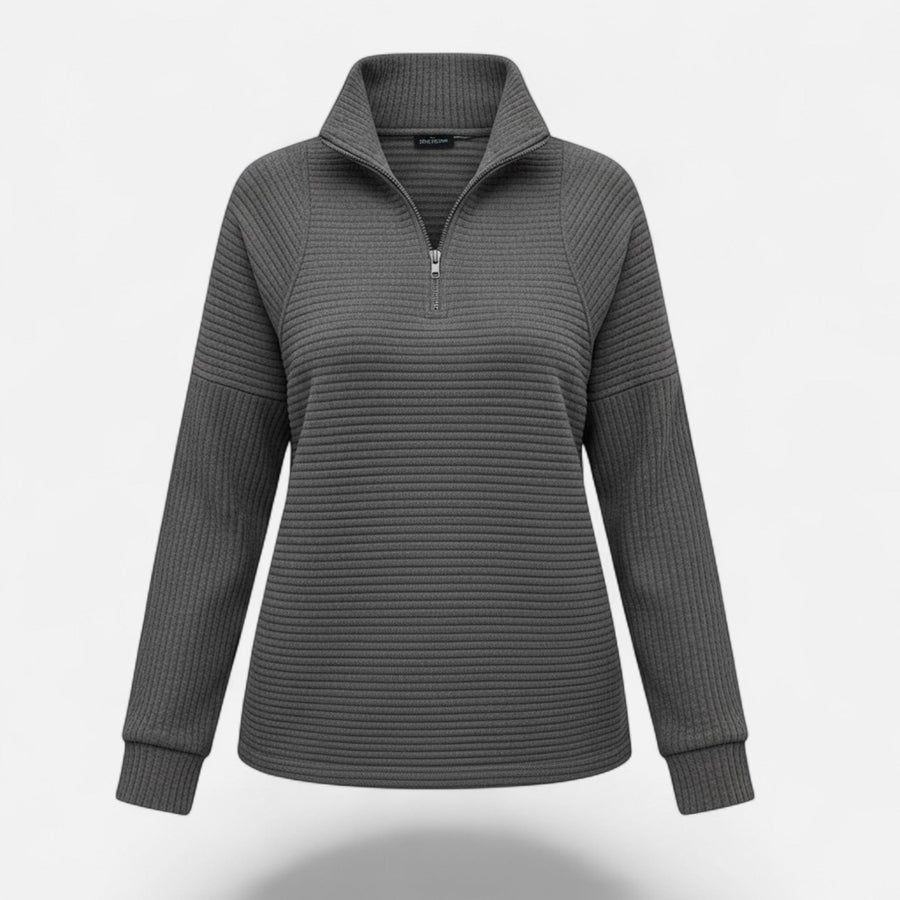 Women's Quarter Zip Sweater Collared Fitted