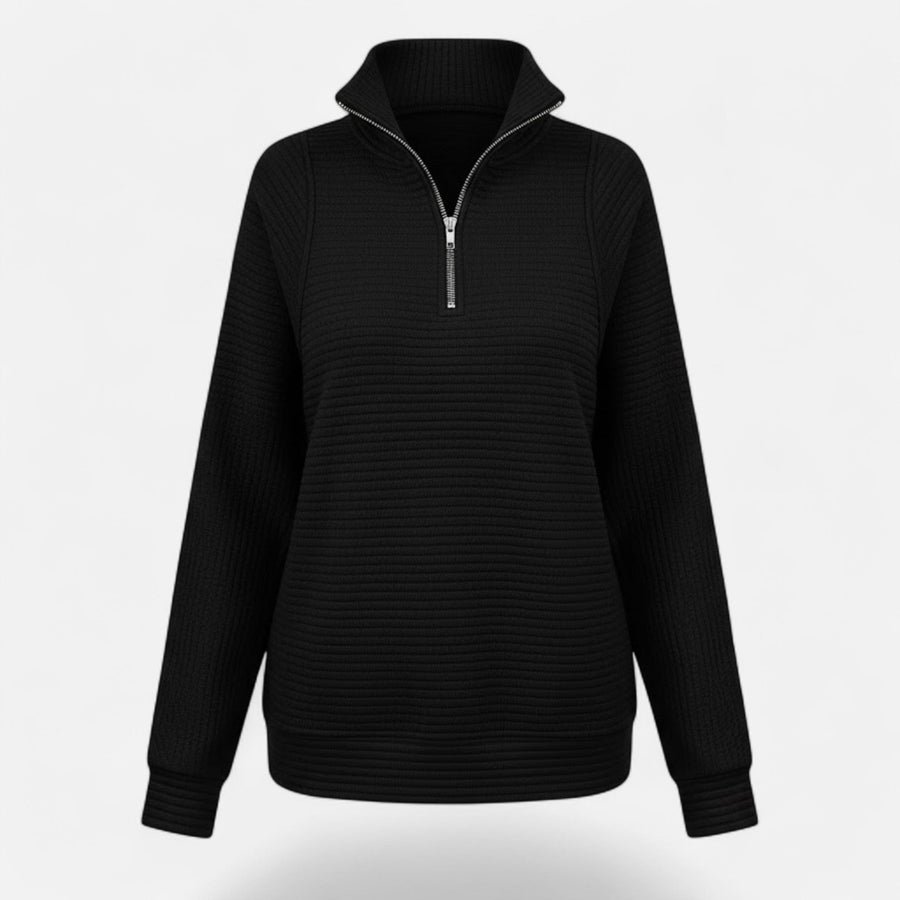 Women's Quarter Zip Sweater Collared Fitted