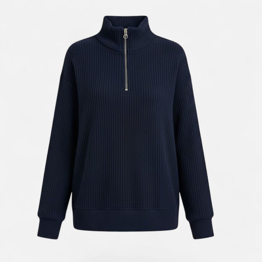 Women's Quarter Zip Sweater Collared Fitted