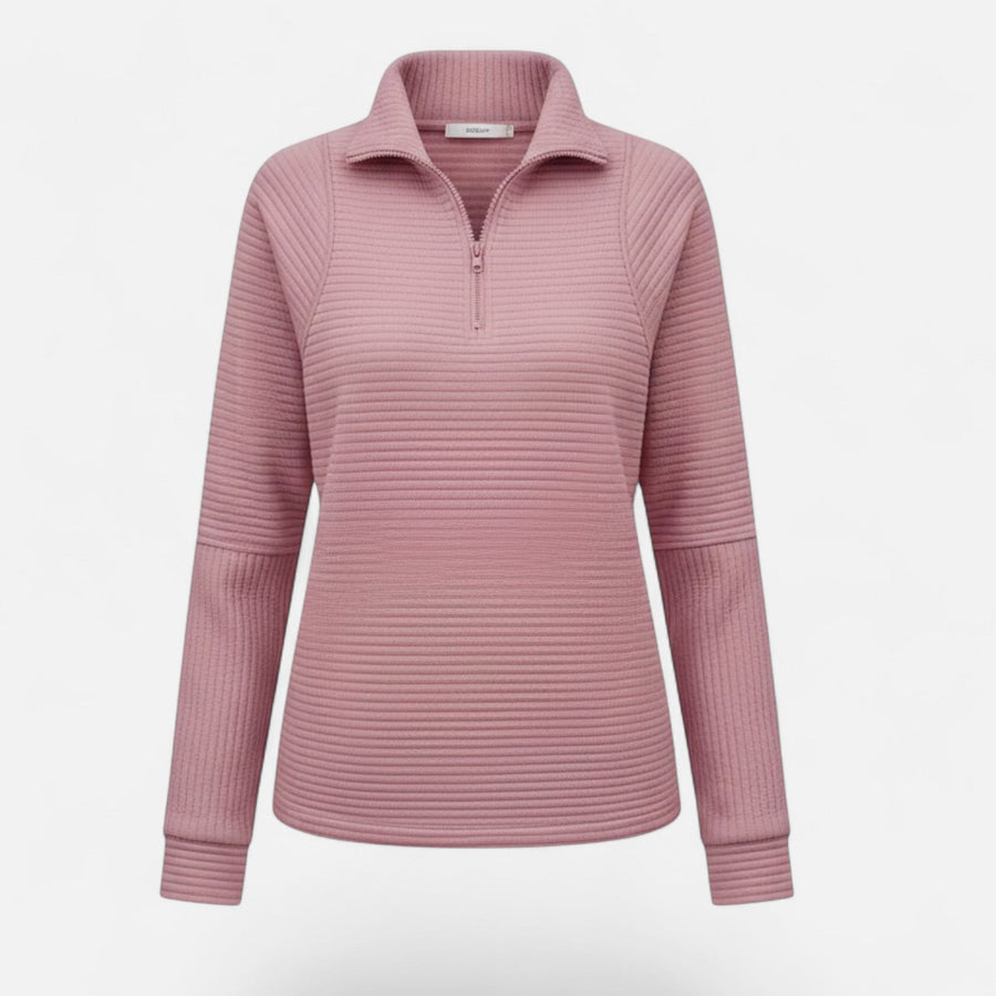 Women's Quarter Zip Sweater Collared Fitted