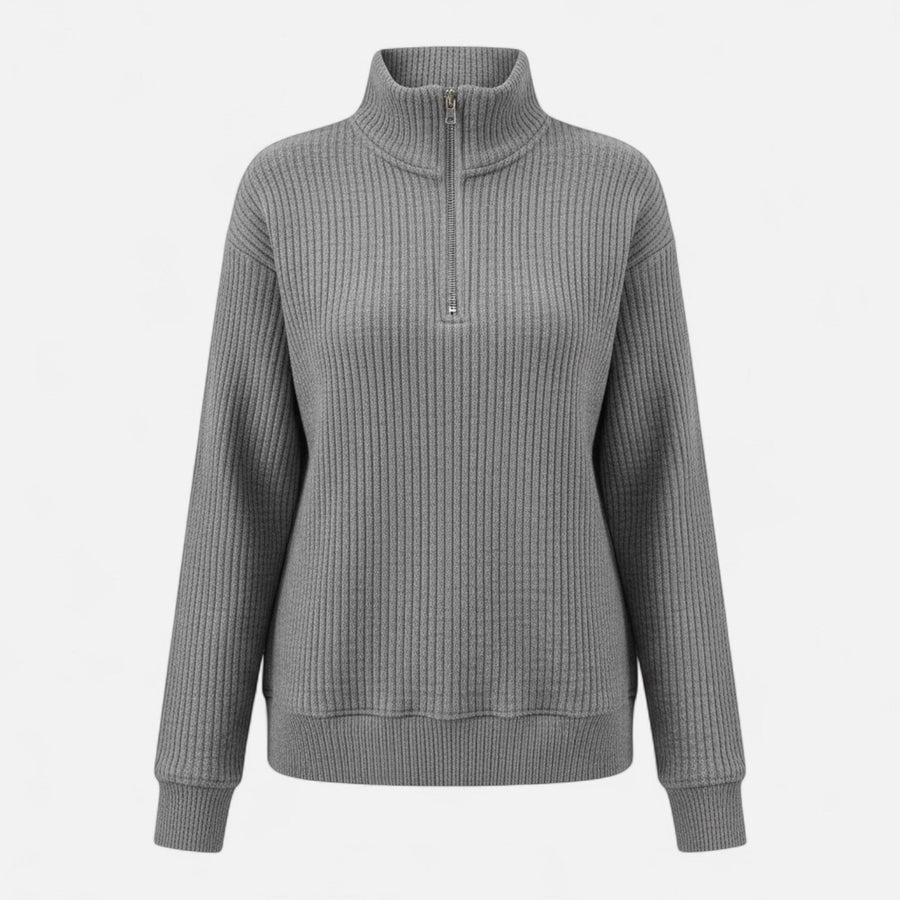 Women's Quarter Zip Sweater Collared Fitted