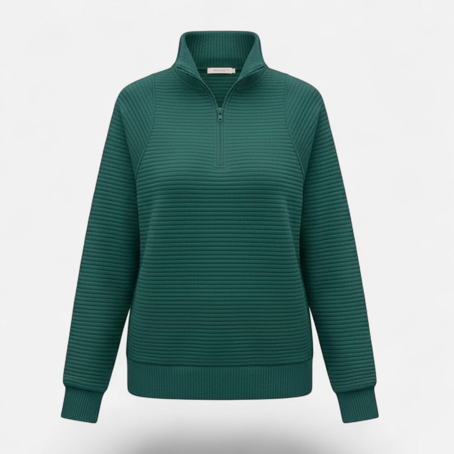 Women's Quarter Zip Sweater Collared Fitted