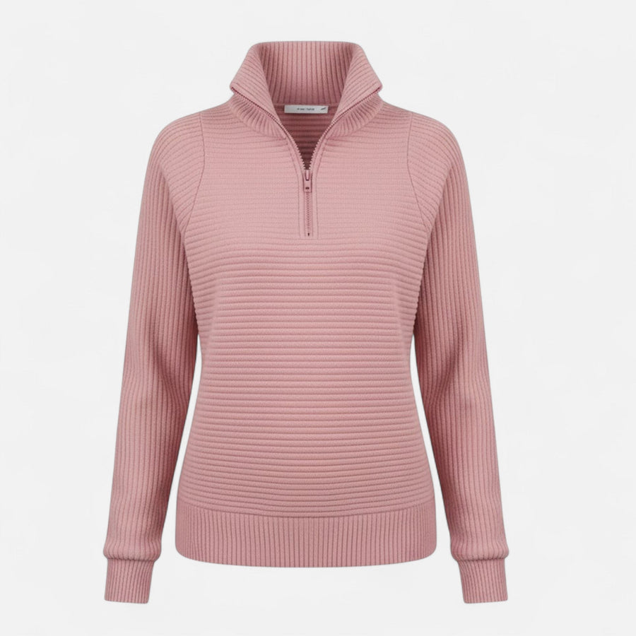 Women's Quarter Zip Sweater Collared Fitted