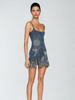 Women's Sequin Cocktail Dress Mini in Blue - side angle
