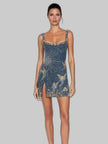 Women's Sequin Cocktail Dress Mini in Blue - front view