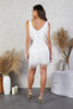 Women's Sequin Fringe Party Dress Mini in White - Back view full length