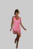 Women's Sequin Fringe Party Dress Mini in Pink - Front view